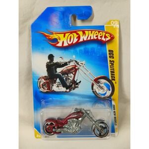 2009 Hot Wheels #009 New Models OCC SPLITBACK Motorcycle RED Chopper